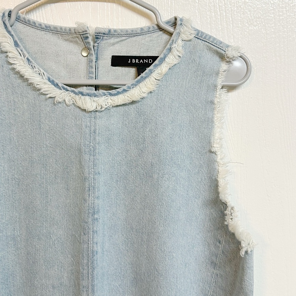 J. Brand Sleeveless Boho Denim Fringe Top Size Large - Picture 4 of 7